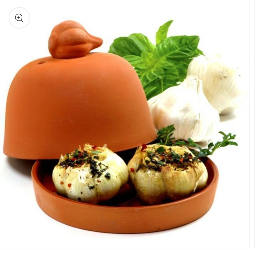 Large Terracotta Garlic Roaster Baker Norpro Bakeware Storage Gourmet Kitchen